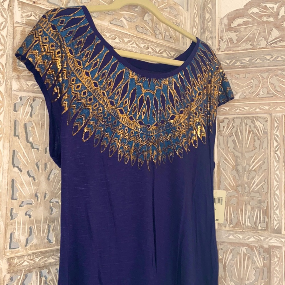 NWT Lucky Brand Glittery Peacock Shirt